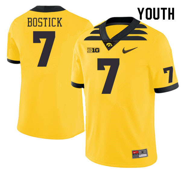 Youth #7 Jacob Bostick Iowa Hawkeyes College Football Jerseys Stitched-Gold - Click Image to Close